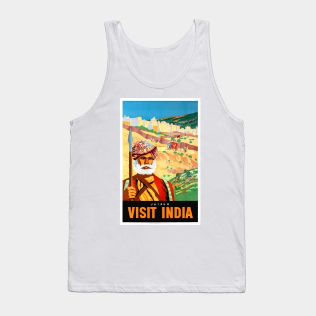 Vintage Travel Poster India - Jaipur Visit India Tank Top by vintagetreasure